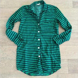 J Crew Pajama Striped Blue Green Xs